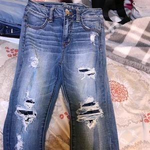 High rise cropped jeans